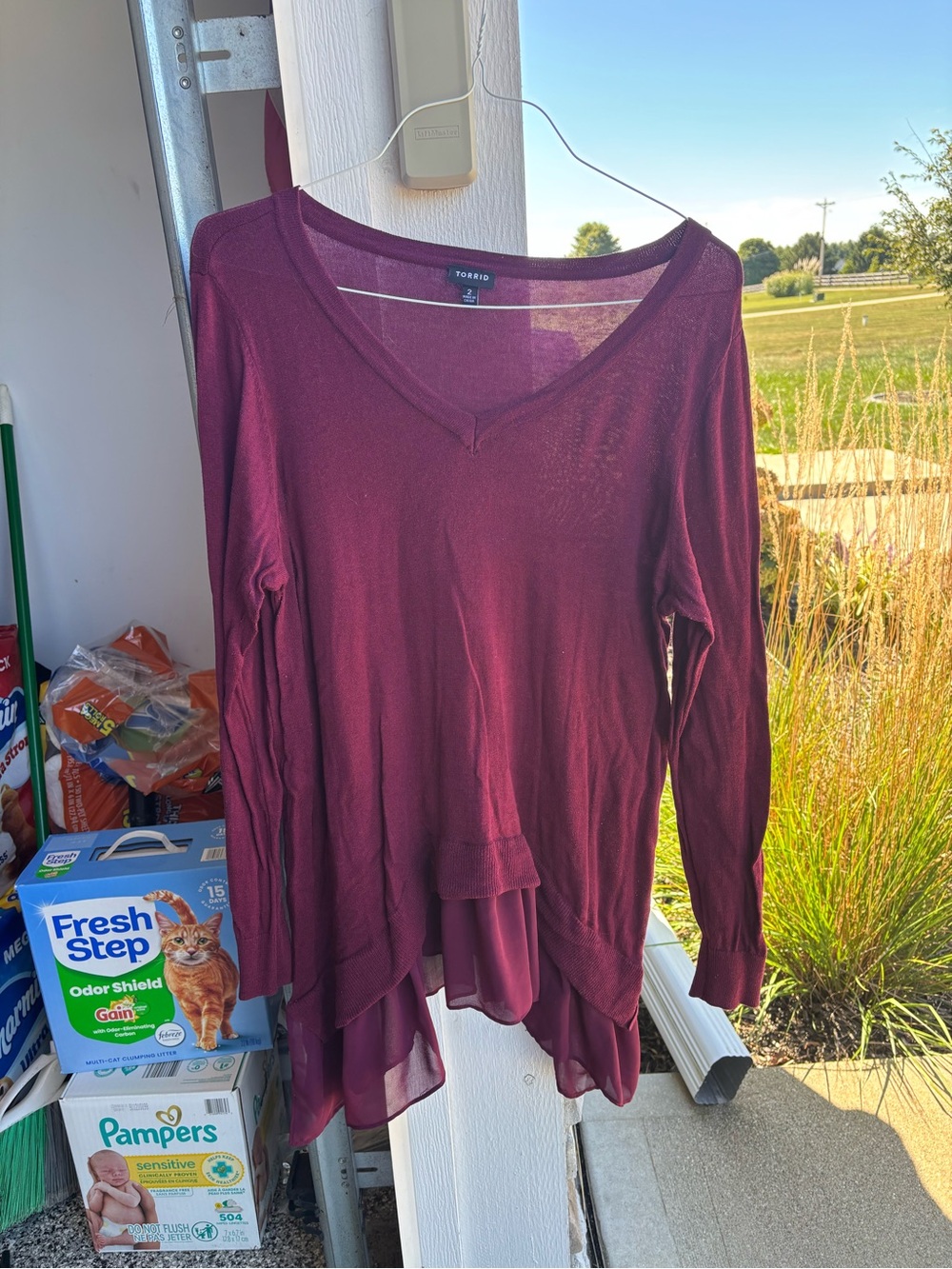 torrid Burgundy V-Neck Layered Knit Tunic